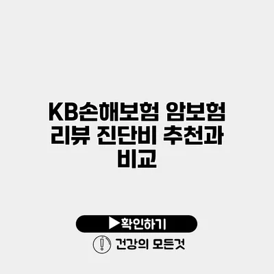 KB손해보험 암보험 리뷰 진단비 추천과 비교