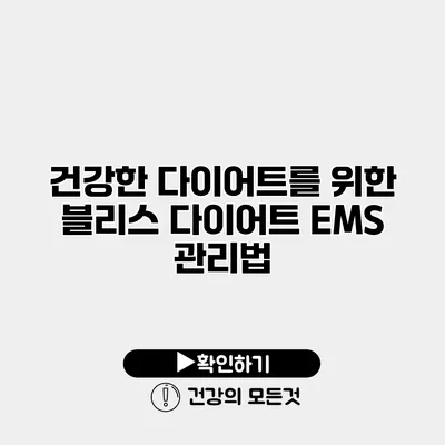 건강한 다이어트를 위한 블리스 다이어트 EMS 관리법