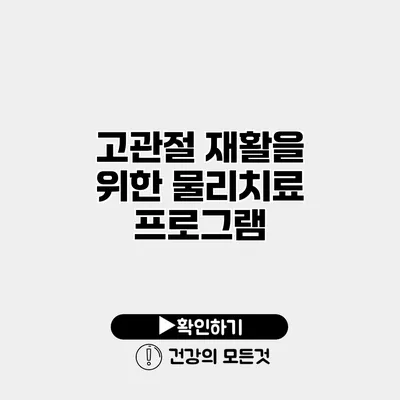 고관절 재활을 위한 물리치료 프로그램
