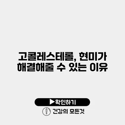 고콜레스테롤, 현미가 해결해줄 수 있는 이유