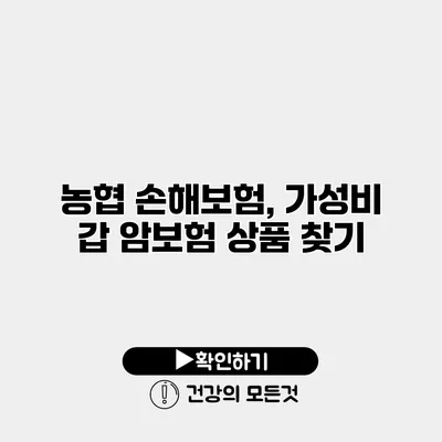 농협 손해보험, 가성비 갑 암보험 상품 찾기