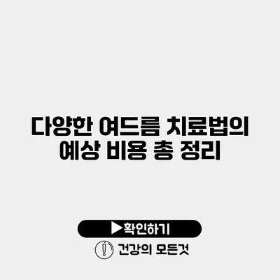 다양한 여드름 치료법의 예상 비용 총 정리