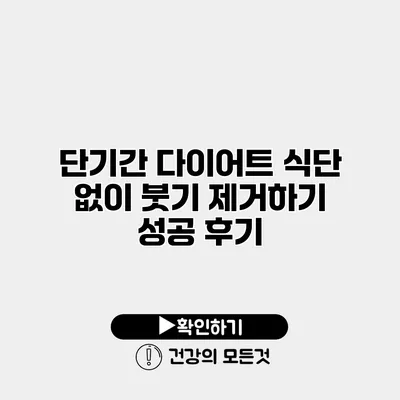단기간 다이어트 식단 없이 붓기 제거하기 성공 후기