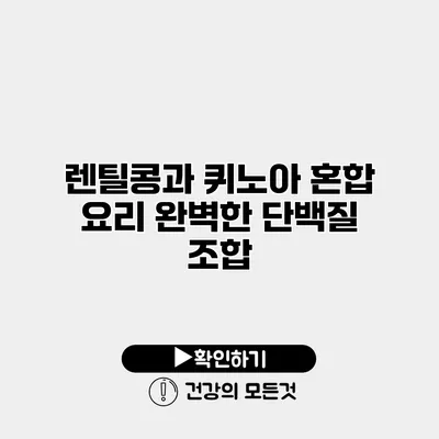 렌틸콩과 퀴노아 혼합 요리 완벽한 단백질 조합
