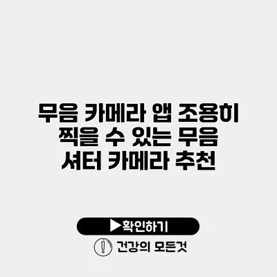 무음 카메라 앱 조용히 찍을 수 있는 무음 셔터 카메라 추천