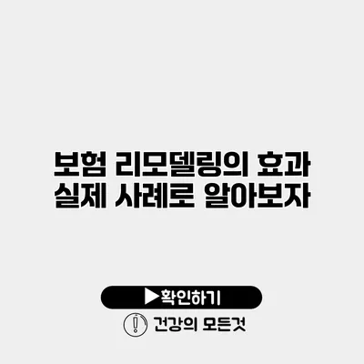 보험 리모델링의 효과 실제 사례로 알아보자