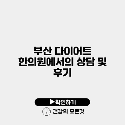 부산 다이어트 한의원에서의 상담 및 후기
