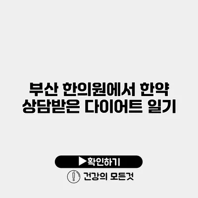부산 한의원에서 한약 상담받은 다이어트 일기