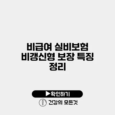 비급여 실비보험 비갱신형 보장 특징 정리