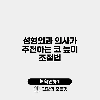 성형외과 의사가 추천하는 코 높이 조절법