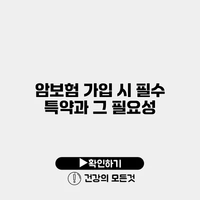암보험 가입 시 필수 특약과 그 필요성