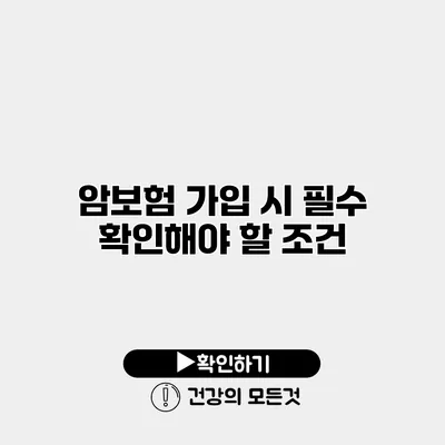 암보험 가입 시 필수 확인해야 할 조건