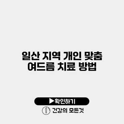 일산 지역 개인 맞춤 여드름 치료 방법