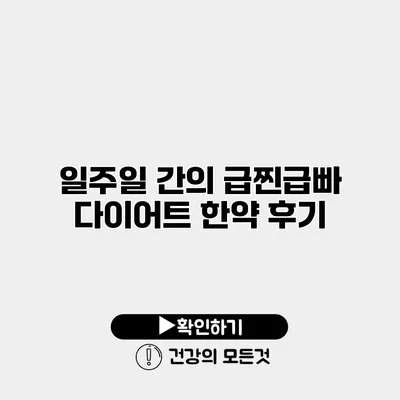 일주일 간의 급찐급빠 다이어트 한약 후기