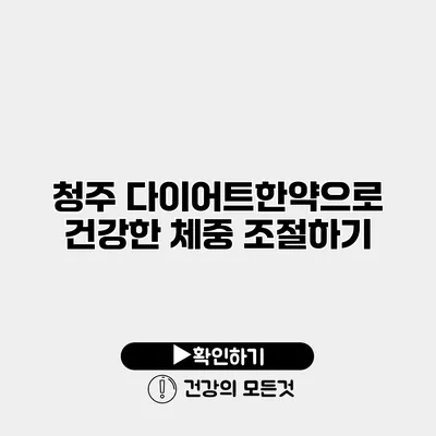청주 다이어트한약으로 건강한 체중 조절하기
