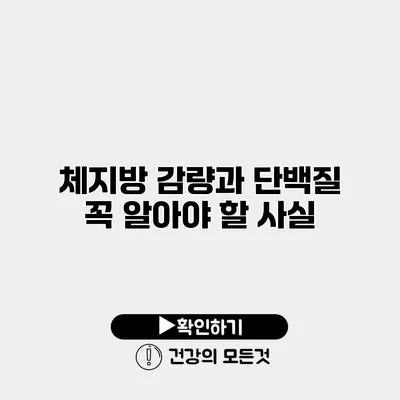 체지방 감량과 단백질 꼭 알아야 할 사실