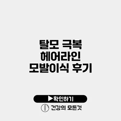 탈모 극복 헤어라인 모발이식 후기