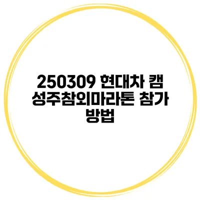 250309 현대차 캠 성주참외마라톤 참가 방법