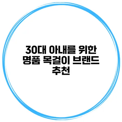 30대 아내를 위한 명품 목걸이 브랜드 추천