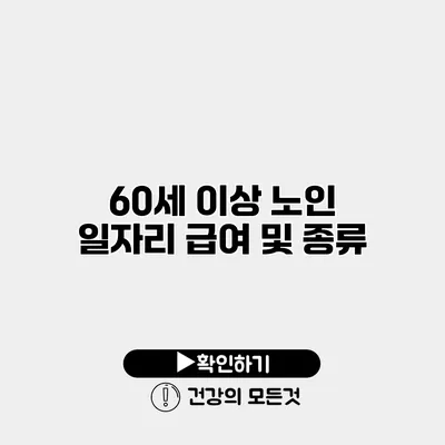 60세 이상 노인 일자리 급여 및 종류