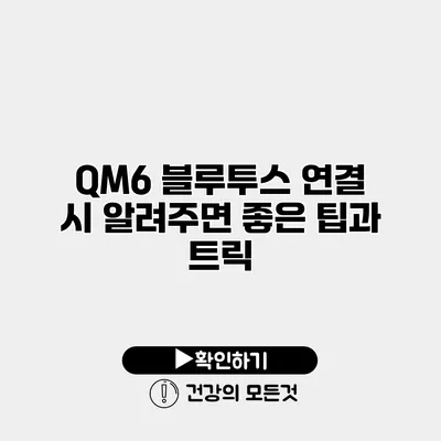 QM6 블루투스 연결 시 알려주면 좋은 팁과 트릭