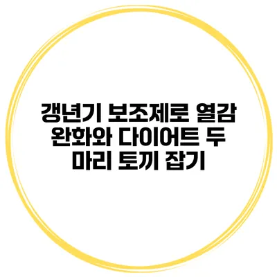 갱년기 보조제로 열감 완화와 다이어트 두 마리 토끼 잡기