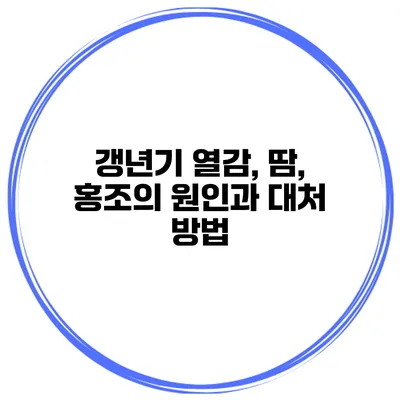 갱년기 열감, 땀, 홍조의 원인과 대처 방법