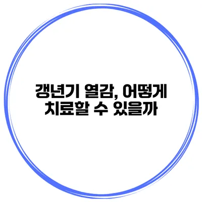 갱년기 열감, 어떻게 치료할 수 있을까?