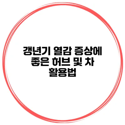 갱년기 열감 증상에 좋은 허브 및 차 활용법