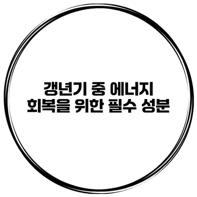 갱년기 중 에너지 회복을 위한 필수 성분