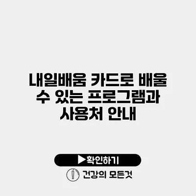 내일배움 카드로 배울 수 있는 프로그램과 사용처 안내