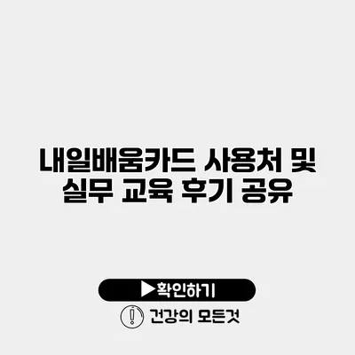 내일배움카드 사용처 및 실무 교육 후기 공유