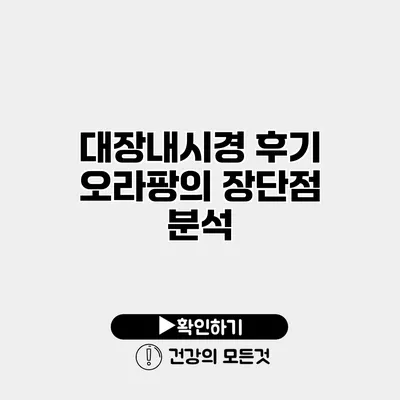 대장내시경 후기 오라팡의 장단점 분석