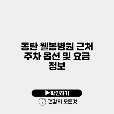 동탄 웰봄병원 근처 주차 옵션 및 요금 정보