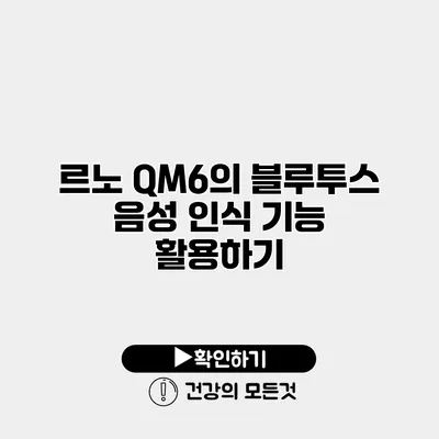 르노 QM6의 블루투스 음성 인식 기능 활용하기