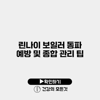 린나이 보일러 동파 예방 및 종합 관리 팁