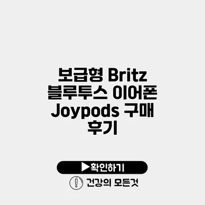 보급형 Britz 블루투스 이어폰 Joypods 구매 후기
