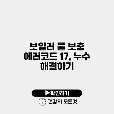 보일러 물 보충 에러코드 17, 누수 해결하기