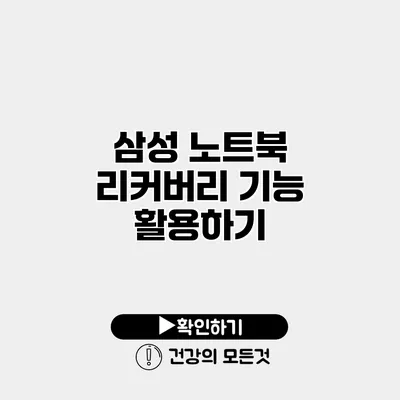 삼성 노트북 리커버리 기능 활용하기
