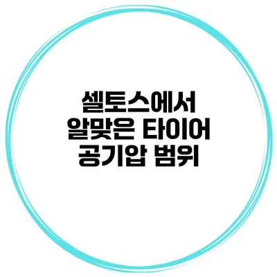 셀토스에서 알맞은 타이어 공기압 범위