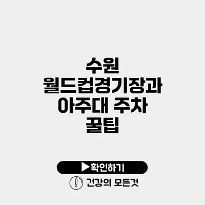 수원 월드컵경기장과 아주대 주차 꿀팁