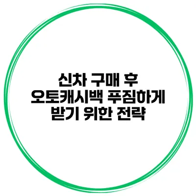 신차 구매 후 오토캐시백 푸짐하게 받기 위한 전략