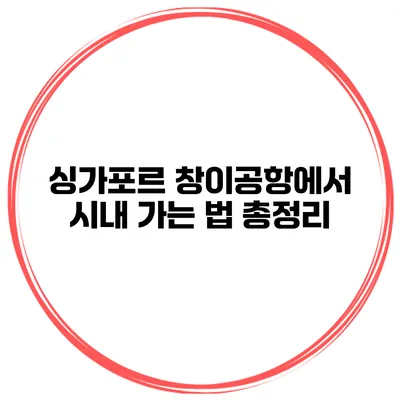 싱가포르 창이공항에서 시내 가는 법 총정리