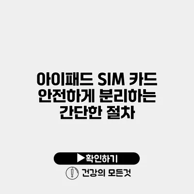 아이패드 SIM 카드 안전하게 분리하는 간단한 절차