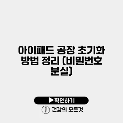 아이패드 공장 초기화 방법 정리 (비밀번호 분실)