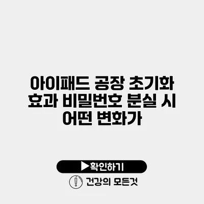 아이패드 공장 초기화 효과 비밀번호 분실 시 어떤 변화가?