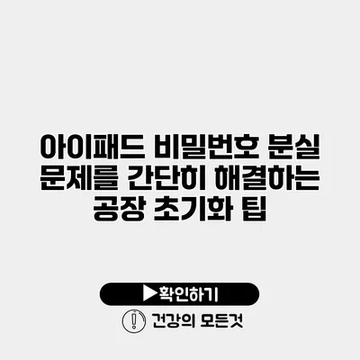 아이패드 비밀번호 분실 문제를 간단히 해결하는 공장 초기화 팁