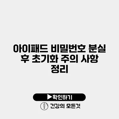 아이패드 비밀번호 분실 후 초기화 주의 사항 정리