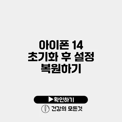 아이폰 14 초기화 후 설정 복원하기