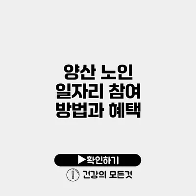 양산 노인 일자리 참여 방법과 혜택